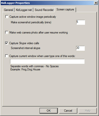 kidlogger minimum screen capture time